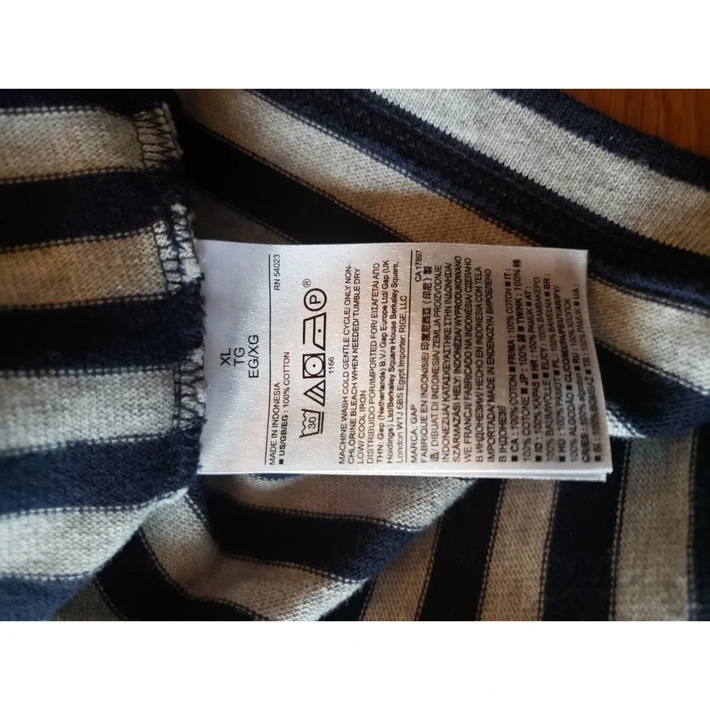 Gap XL Blue Gray Striped Cotton Raglan Shirt Dress Large 3/4 Sleeves NWT - Picture 8 of 10